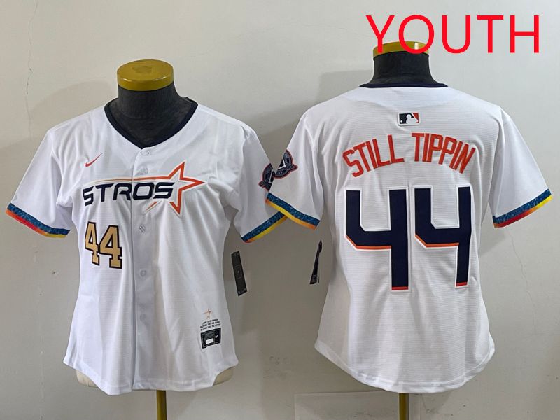 Youth Houston Astros #44 Still Tippin White Four generations Joint Name 2025 Nike MLB Jersey style 3->youth mlb jersey->Youth Jersey